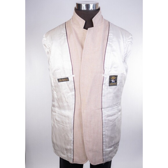 Hart Schaffner Marx Sports Coat Jacket 2-Buttn Wool Beige Blazer 44L Herringbone - Picture 9 of 13